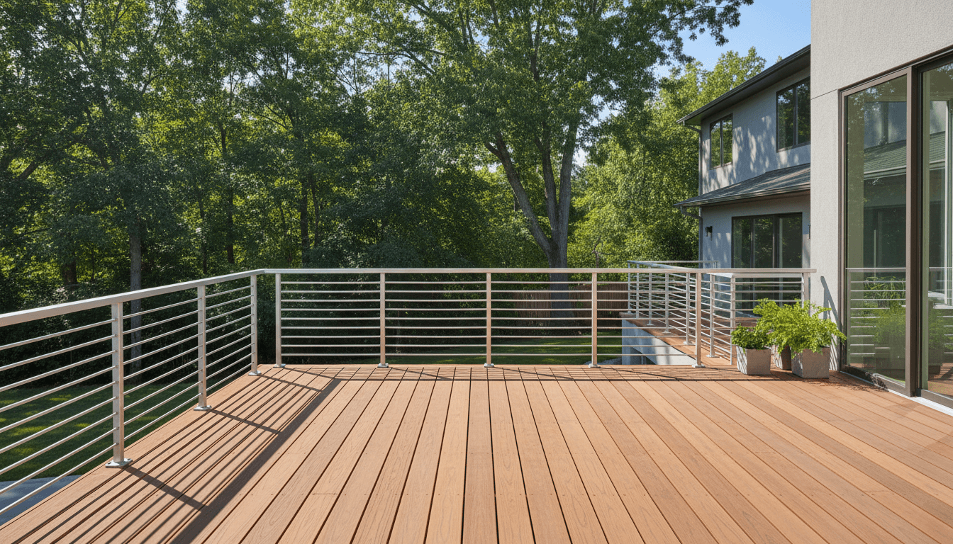 Custom aluminum railing on residential property showing professional installation and elegant design